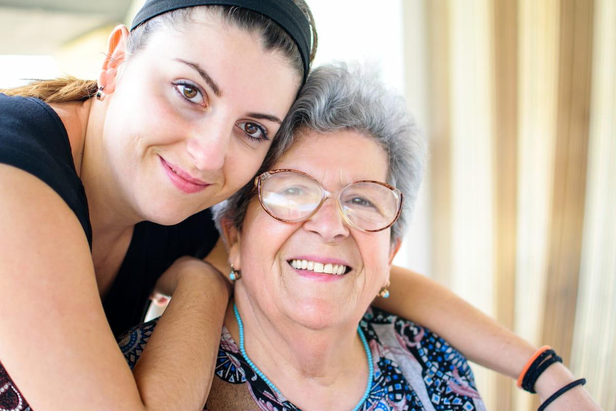 Senior mother with adult daughter